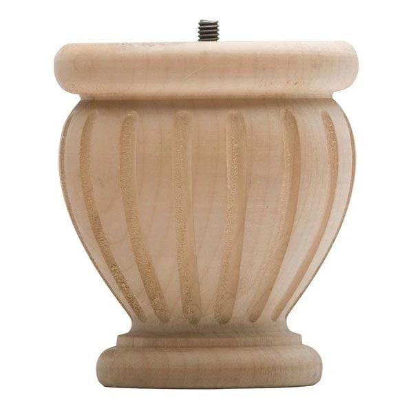 Fluted Poppy Bun Foot - Species:Paint Grade